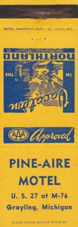 9 Oaks Inn (Pine Aire Motel, Pine-Aire Motel) - Matchbook